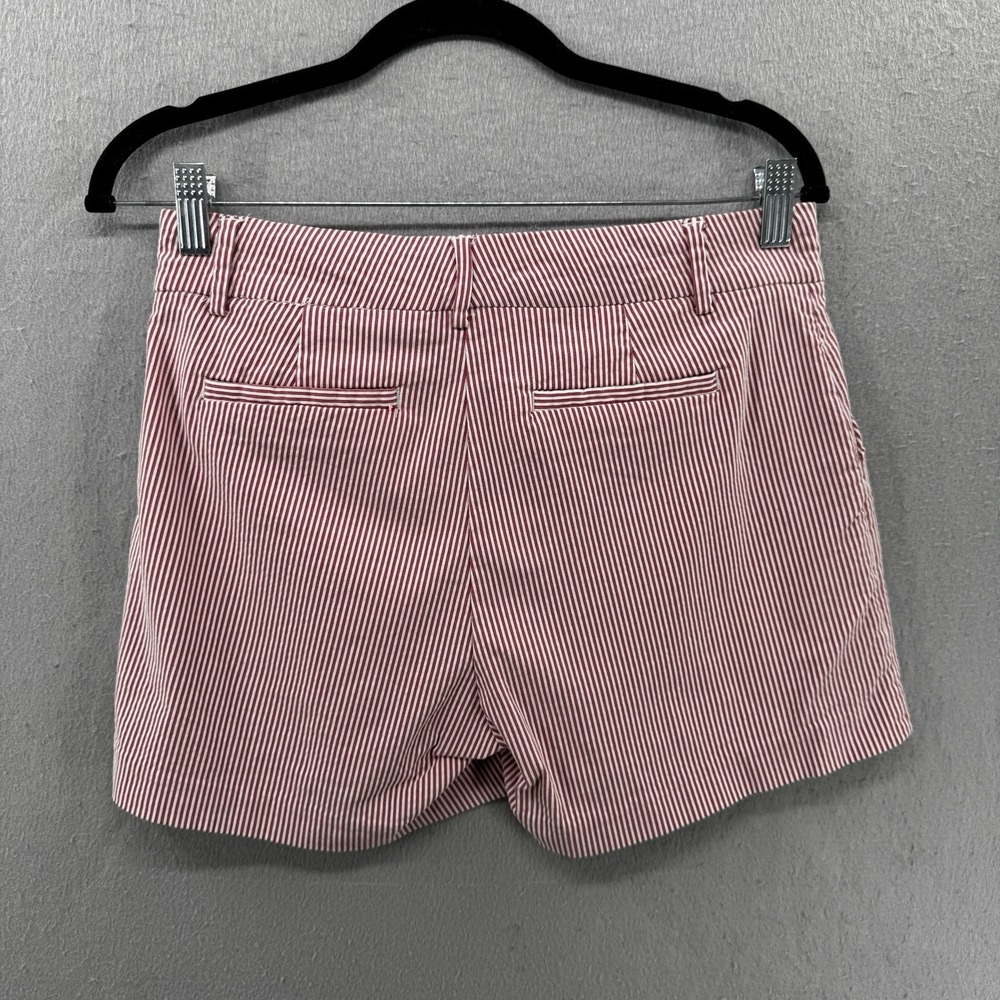 Crosby. Classic Shorts Women 4 Red White Railroad Stripe Pucker Nautical Coastal - Picture 4 of 12